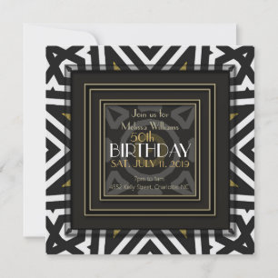 Invitation Cool Aztec Boho Black White Gold 50e anniversaire