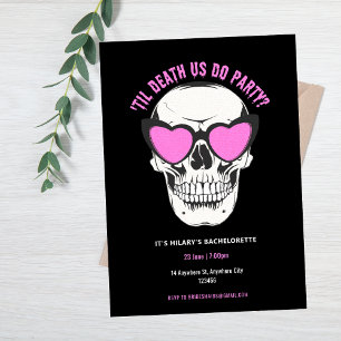 Invitation Cool Black and Pink Skull Bachelorette