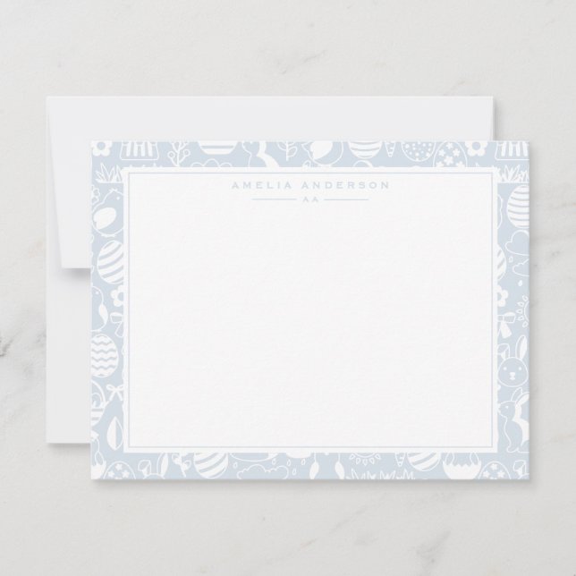 Invitation Cool Blue Easter Egg Frame Note Card (Devant)