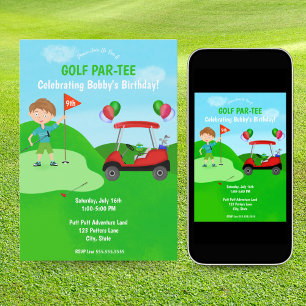 Invitation Cool Boy's Golfing Thème fête d'anniversaire