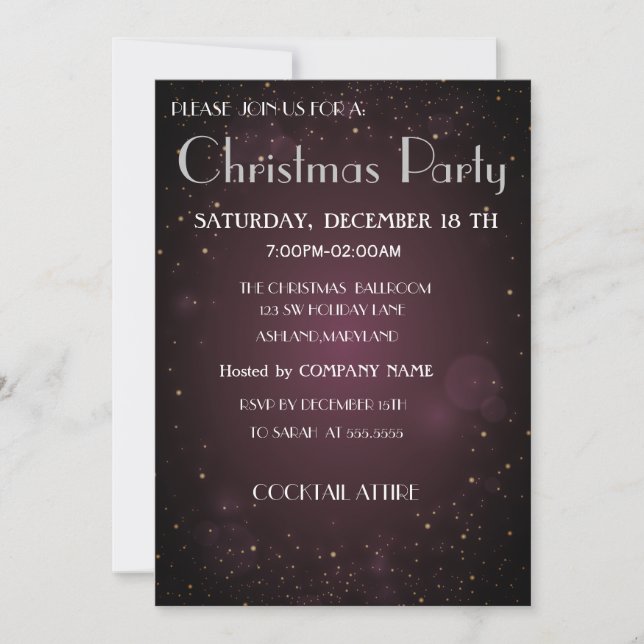 Invitation Cool, Branché, Belle, Purple Christmas Invitati (Devant)
