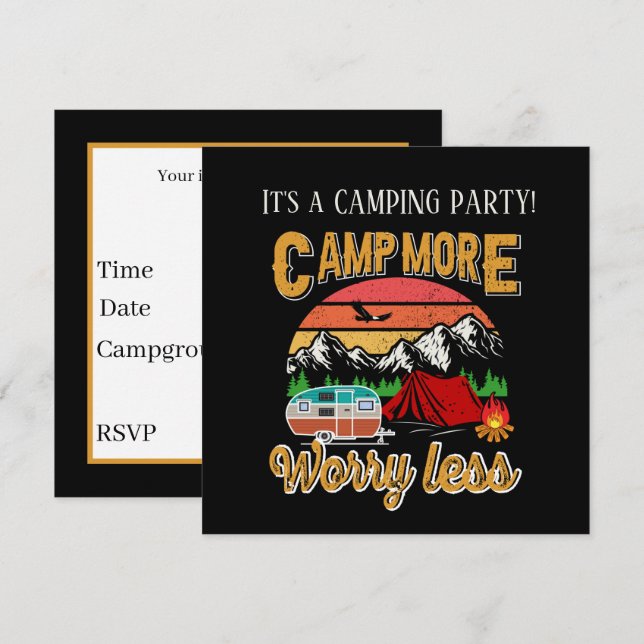 Invitation cool camping party ajouter des informations (Devant / Derrière)