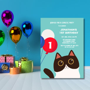 Invitation Cool Cat Catastic Party Balloon Anniversaire de en
