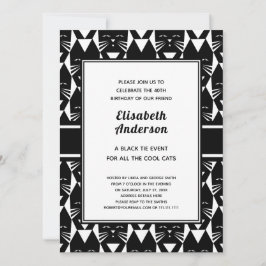 Invitation Cool Chats Cravate noire Fête d'anniversaire Amusa