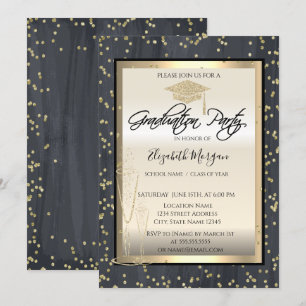 Invitation Cool Chic Graduation Cap, Diamants de verre Gradua
