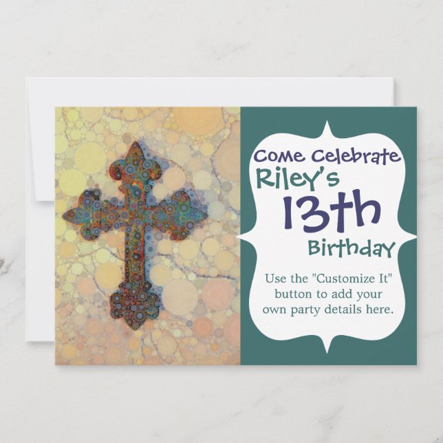 Invitation Cool Christian Cross Cercle Mosaic Motif (Devant)