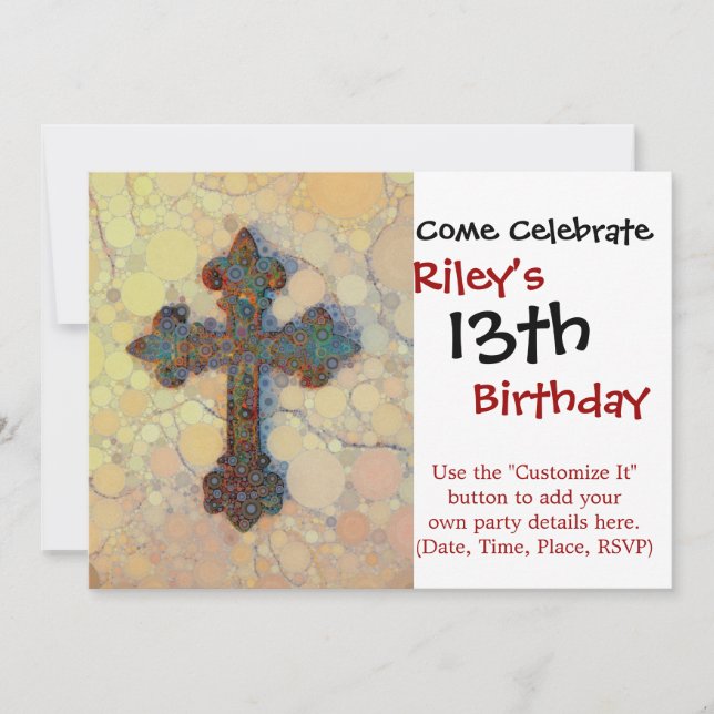 Invitation Cool Christian Cross Cercle Mosaic Motif (Devant)