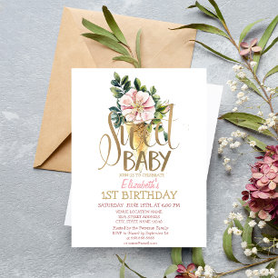 Invitation Cool Crème glacée Fleur rayée Anniversaire