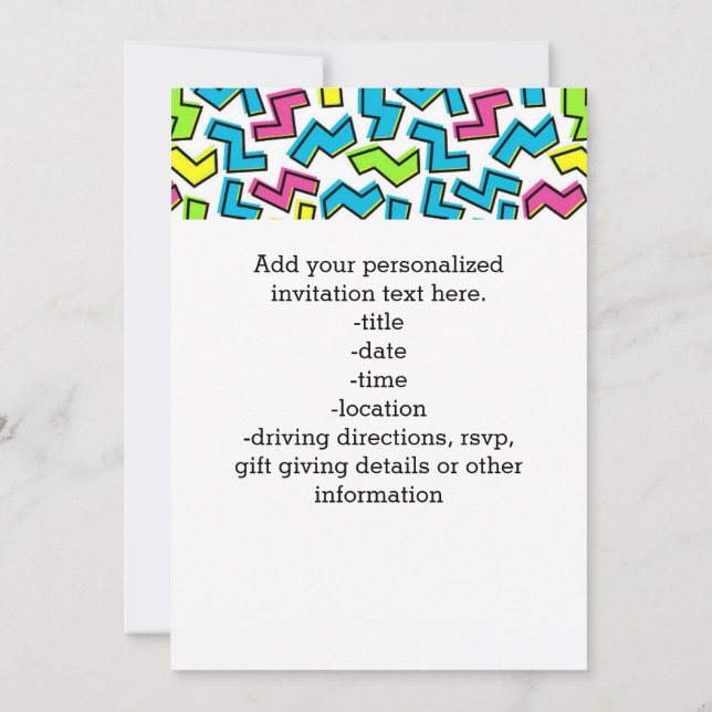 Invitation Cool Cute 80 Memphis Motif (Dos)