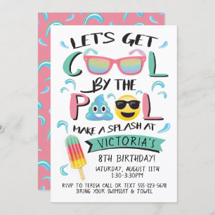 Invitation Cool de la fête d'anniversaire Emoji Pool
