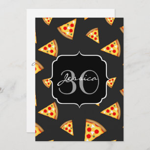 Invitation Cool et fun pizza tranches motif Monogram Invitati