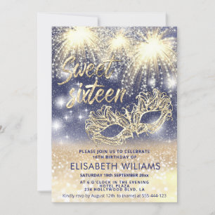 Invitation Cool feu d'artifice Masquerade charmant glittery o