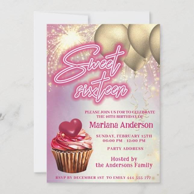 Invitation Cool fun ballon or scintillant feux d'artifice cup (Devant)