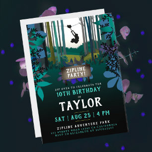 Invitation Cool Fun Zipline Turquoise Nature Party Aventure