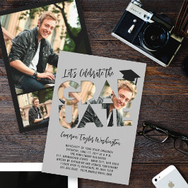 Invitation Cool Graduate Cutout Moderne Graduation Photo Part
