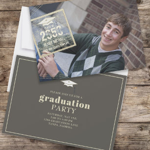 Invitation Cool Graduation Party Typographie photo personnali