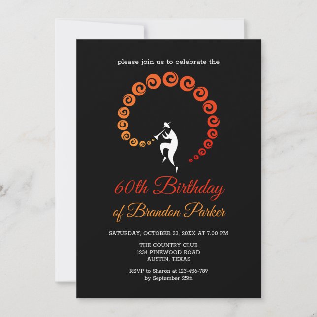 Invitation Cool Jazz Trumpet Musicien 60e fête d'anniversaire (Devant)