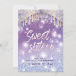 Invitation Cool Lavender lilas gouttes scintillantes