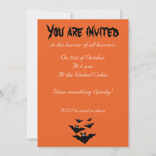 Invitation Cool mignon chauves chauves-souris volant Hallowee
