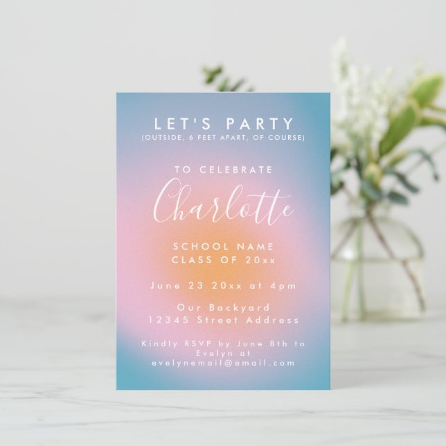 Invitation Cool Mod Colorful Super Custom Photo Graduation (Debout devant)