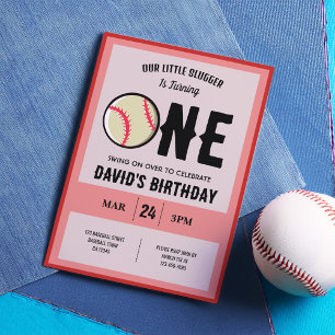 Invitation Cool Modern Little Slugger Baseball 1er anniversai