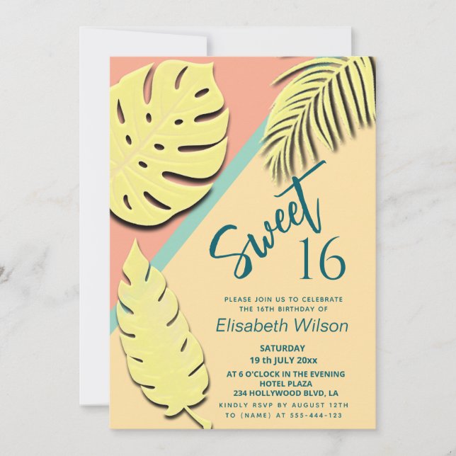Invitation Cool moderne whimsy pastel été tropical (Devant)