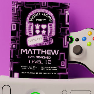 Invitation Cool Neon Virtual Reality Jeu vidéo pour enfants