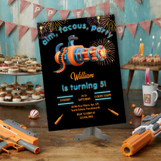 Invitation Cool Nerf Wars Party Top Gun 5e anniversaire