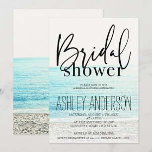 Invitation Cool noir typographie plage photo nage douche
