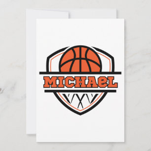 Invitation Cool Orange Black Basketball Sports