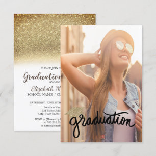 Invitation Cool Parties scintillant d'or Casquette, Diplôme p