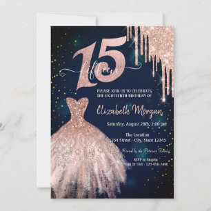 Invitation Cool Parties scintillant Drips habiller bleu marin