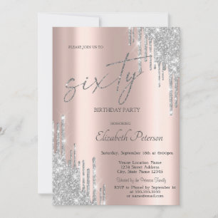 Invitation Cool Parties scintillant en argent Rose Gold 60e a