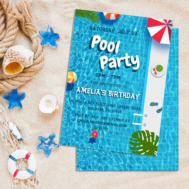 Invitation Cool Piscine Fête Anniversaire (Créateur téléchargé)