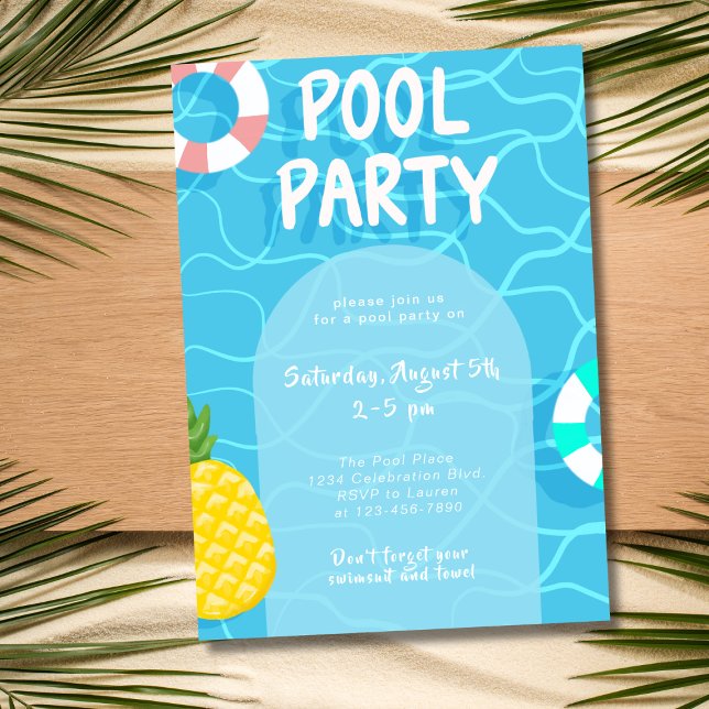 Invitation Cool Piscine Fête Eté (Créateur téléchargé)