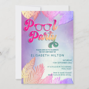 Invitation Cool plaisir été script pool fête d'anniversaire