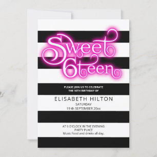 Invitation Cool plaisir moderne rayures typographie sweet six