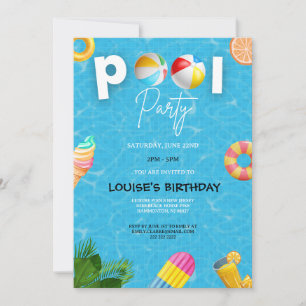 Invitation Cool Pool Party   Swimming Birthday