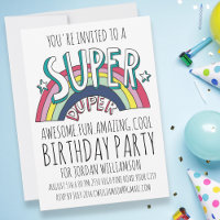 Cool Pop Art Arc en ciel Tout âge Anniversaire Inv