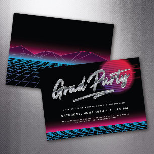 Invitation Cool Retro 80's New Wave Graduation Party