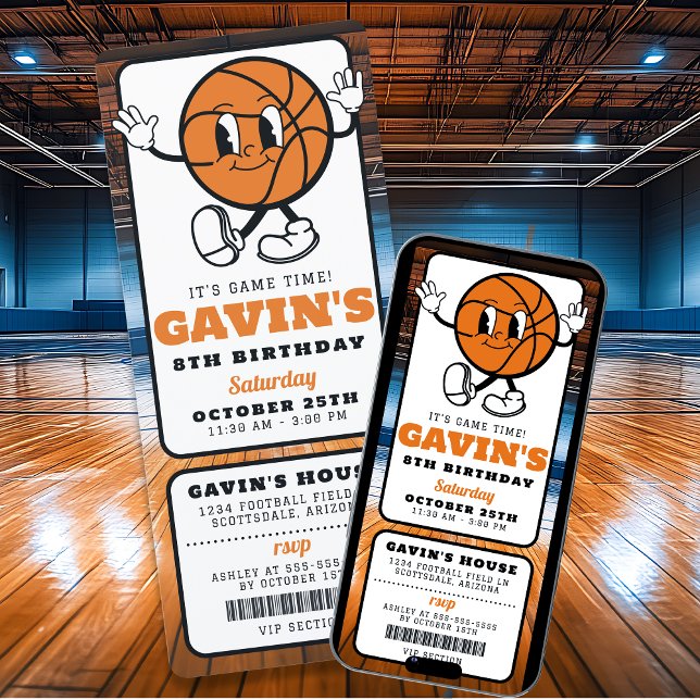 Invitation Cool Retro Basketball Billets Sport Anniversaire (Créateur téléchargé)
