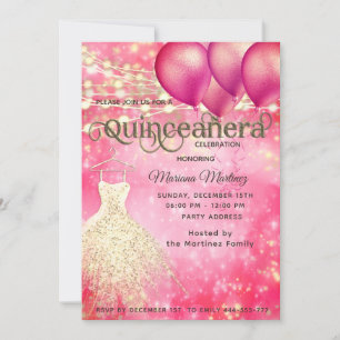 Invitation Cool rose parties scintillant de voyant ballon