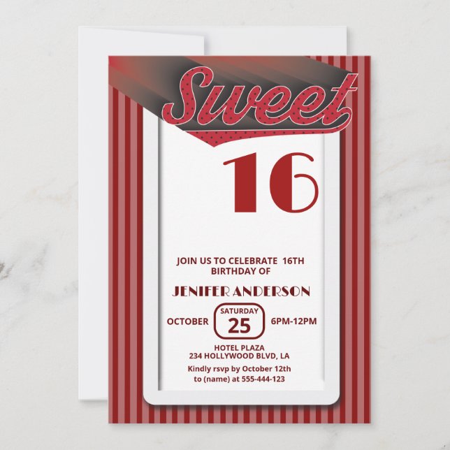 Invitation Cool rouge rétro audacieuse typographie douce 16 (Devant)