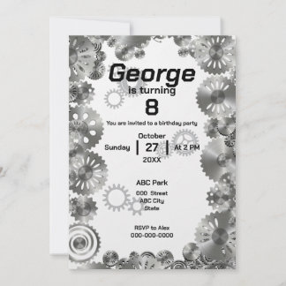 Invitation Cool Simple Mécanique Garçons Anniversaire Invitat