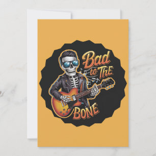 Invitation Cool Skeleton Bad to the Bone avec guitare