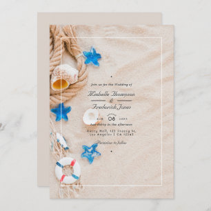 Invitation Cool Summer Beach QR Code RSVP Mariage