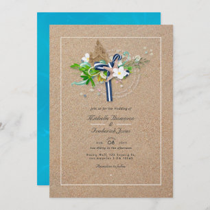 Invitation Cool Summer QR Code RSVP Beach Wedding
