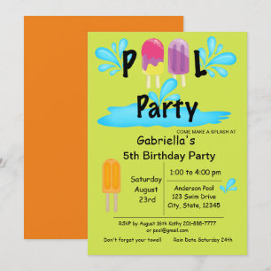 Invitation Cool Summer Sun Splash Pool Fête Anniversaire