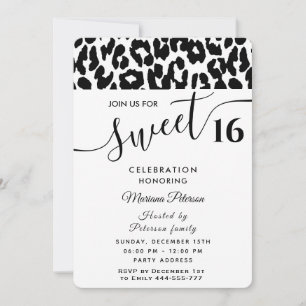 Invitation Cool Tendance noir blanc léopard doux 16