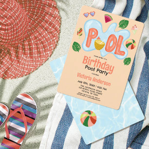 Invitation Cool Tropical Summer Pool Party Anniversaire Invit
